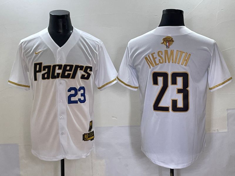 Men 2025 Indiana Pacers #23 Nesmith White Joint Name NBA Jersey style 25